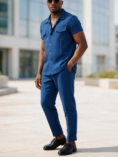 TACOHEAL Turndown Button Down Men's Pants Set