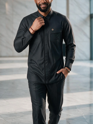 TACOHEAL Turndown Long Sleeve Men's Pants Set