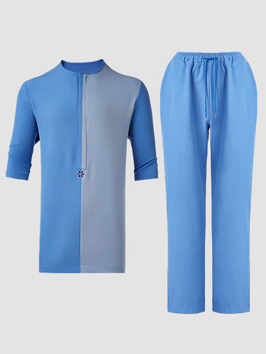 TACOHEAL New Flower Embroidered Colorblock Men's Set