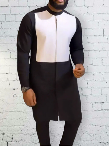 TACOHEAL Men's Long Sleeve Black Colorblock Set
