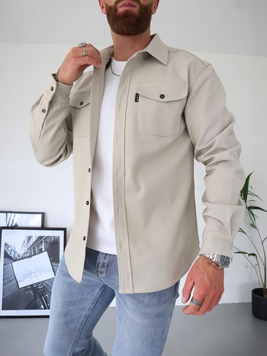 TACOHEAL Solid Button Down Men's Shirt Jacket With Pocket