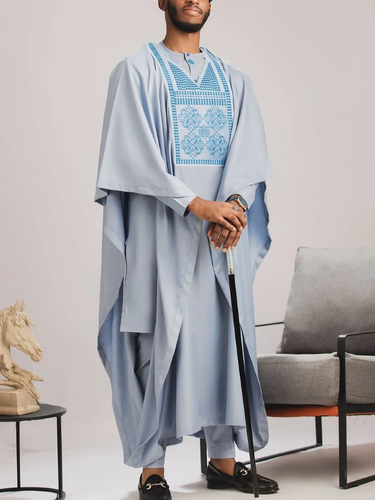 Luxury Embroidered Agbada 3 Pieces Set For Men