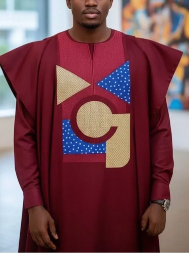 TACOHEAL African Ethnic Embroidery Agbada 3 Pieces Men's Set