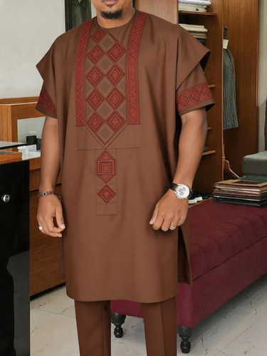 TACOHEAL Classic Embroidered Agbada 3 Pieces Set For Men