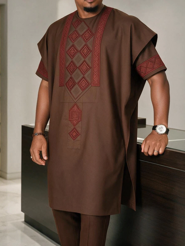 TACOHEAL Classic Embroidered Agbada 3 Pieces Set For Men