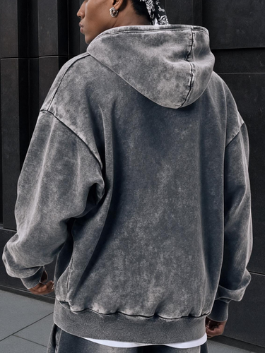 TACOHEAL Long Sleeve Zip Up Grey Men's Hoodie