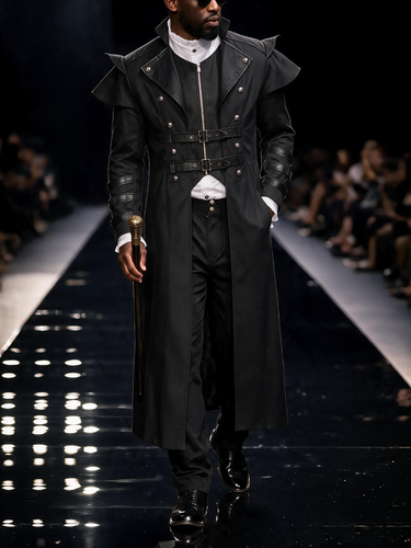TACOHEAL Gothic Steampunk Men's Long Coat