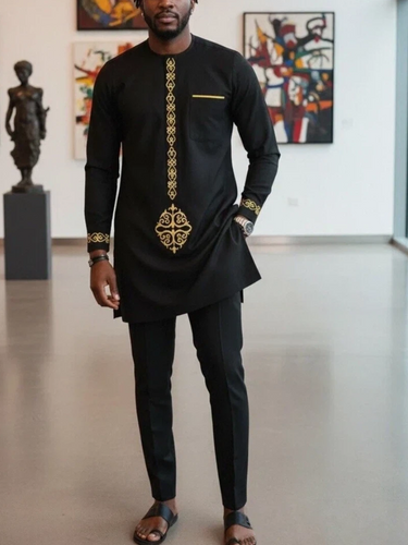 TACOHEAL African Ethnic Gilt Printed Pants Set