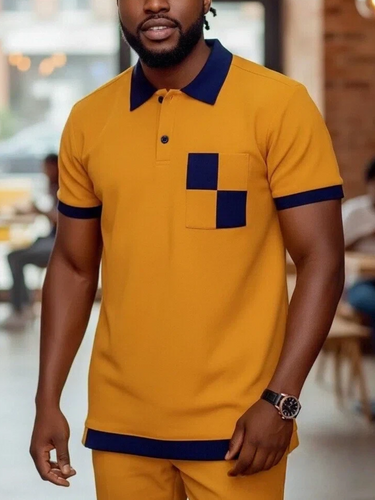 TACOHEAL New Short Sleeve Colorblock Men's Set