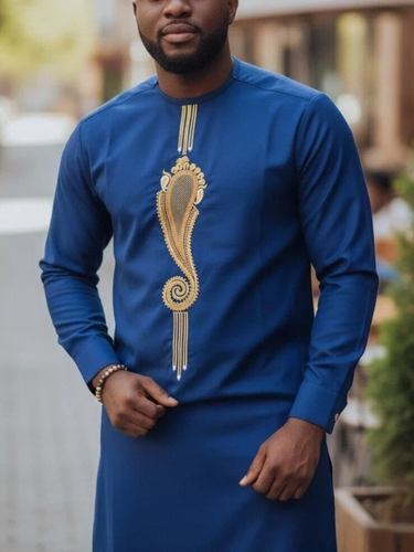 TACOHEAL Ethnic Embroidered Long Sleeve Men's Set