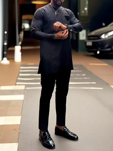 TACOHEAL Minimalist Long Sleeve Pocket Men's Set