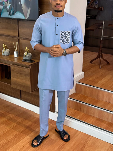 TACOHEAL Embroidered Pocket Short Sleeve Men's Set