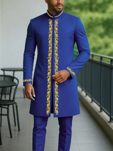 TACOHEAL Embroidered Zip-Up Long Sleeve Men's Pants Set