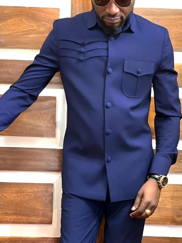 TACOHEAL Long Sleeve Button Down Solid Men's Set