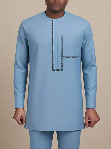 TACOHEAL Embroidery And Pocket Long Sleeve Men's Set