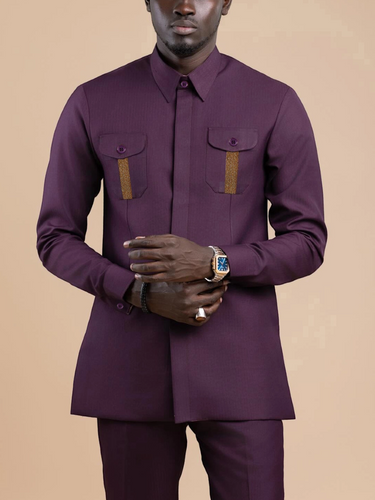 TACOHEAL Turndown Button Down Long Sleeve Men's Set