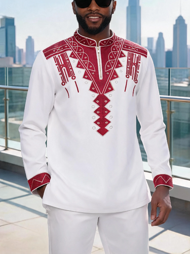 TACOHEAL Luxury Embroidered Long Sleeve Men's Set