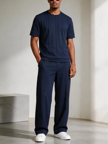 TACOHEAL Solid Short Sleeve Men's Pants Set