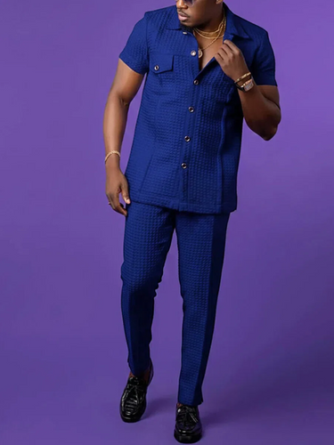 TACOHEAL Turndown Button Down Men's Pants Set