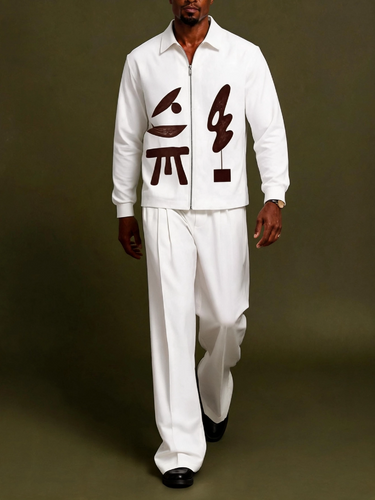 TACOHEAL Special Pattern Zip-Up Long Sleeve Men's Set