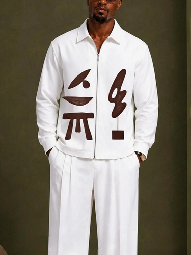 TACOHEAL Special Pattern Zip-Up Long Sleeve Men's Set