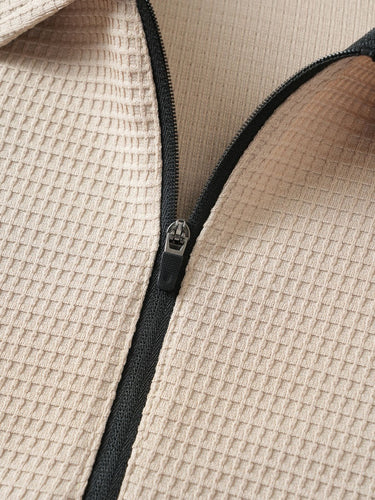 Farbblock Knopf Tasche Grün Casual Set 