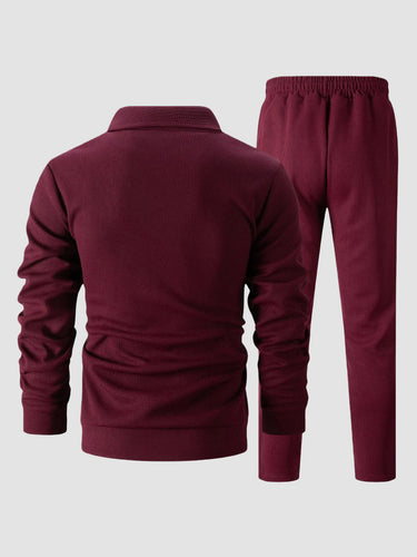 TACOHEAL Solid Zip-Up Long Sleeve Men's Pants Set