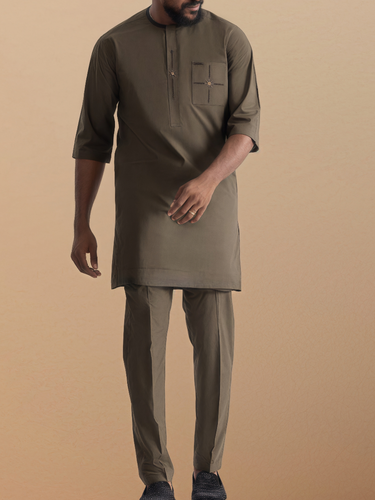 Embroidered Half Sleeve Men's Pants Set