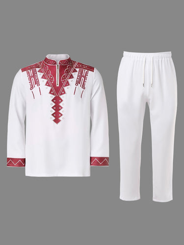 TACOHEAL Luxury Embroidered Long Sleeve Men's Set
